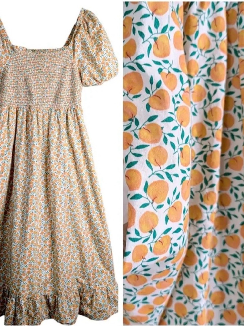 J. Crew Peach-Print Puff Sleeve Maxi Dress in Yellow and Green